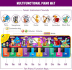 Alfombrillas musicales de piano para niños con 25 sonidos musicales, juguetes musicales, teclado de piano para bebé, alfombra, manta de animal, tapete táctil, juguetes de educación temprana para niñas