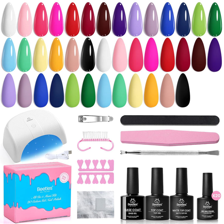Beetles Deal Box - Kit de esmalte de uñas de gel con luz UV \u2013...