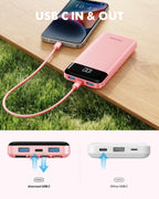 Charmast Cargador portátil con cables incorporados, banco de energí...