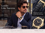 Perry Ellis Reloj para hombre con energía solar, reloj analógico de cuero vegano resistente al agua para hombre, caja de 1.654 in, relojes para hombre, regalo elegante para hombre