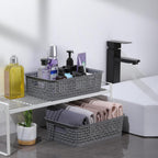 NETANY Cestas de almacenamiento de plástico, paquete de 8, gris, duraderas, fáciles de usar, flexibles, multiusos, ideales para armarios, armarios, estantes, encimeras