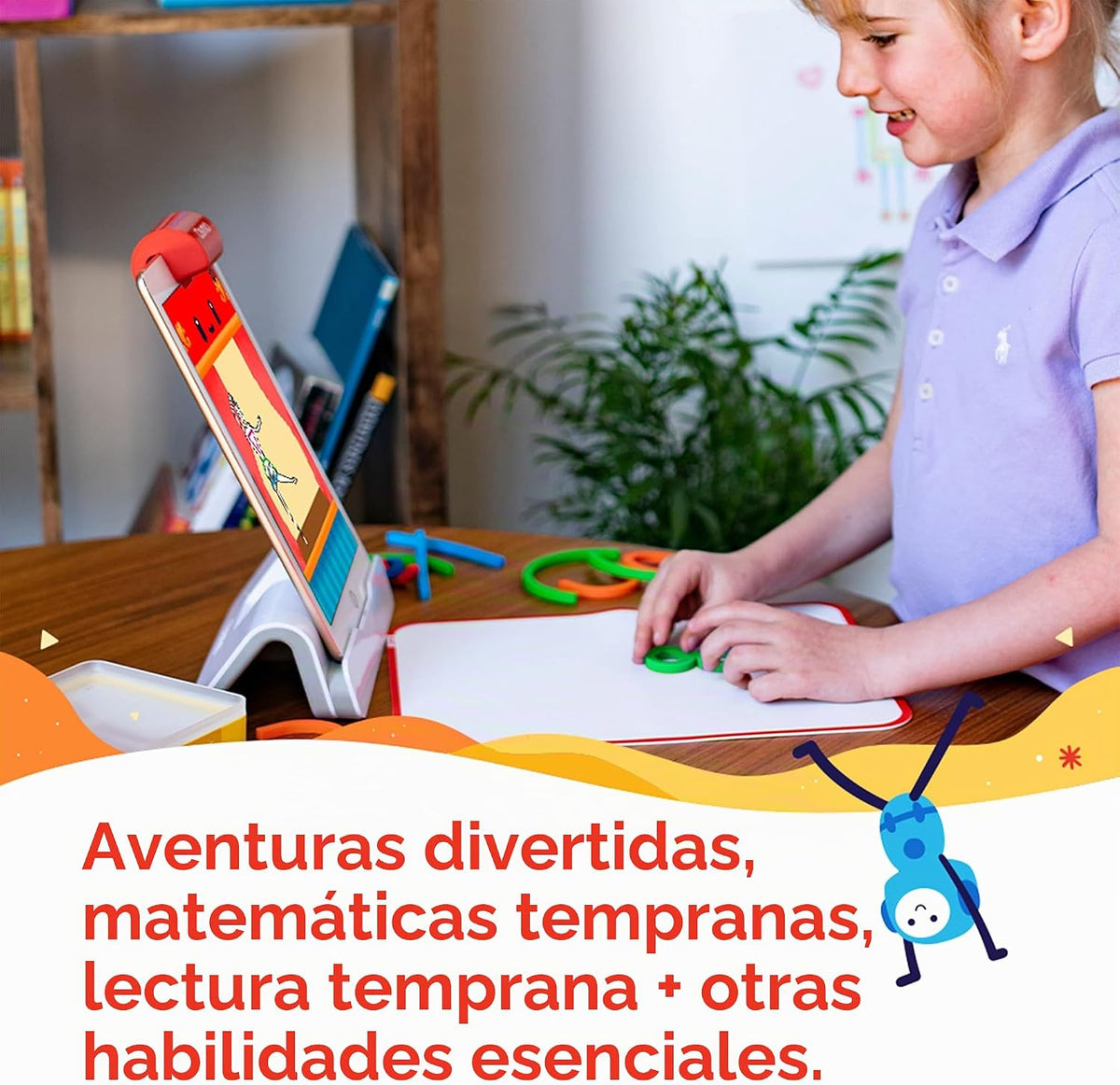 Little Genius - Kit de iniciación para iPad + Aventura matemática temprana, 6 juegos educativos (última versión) contar, formas y fonía, regalos STEM, edades de 3 a 5 años (base incluida)