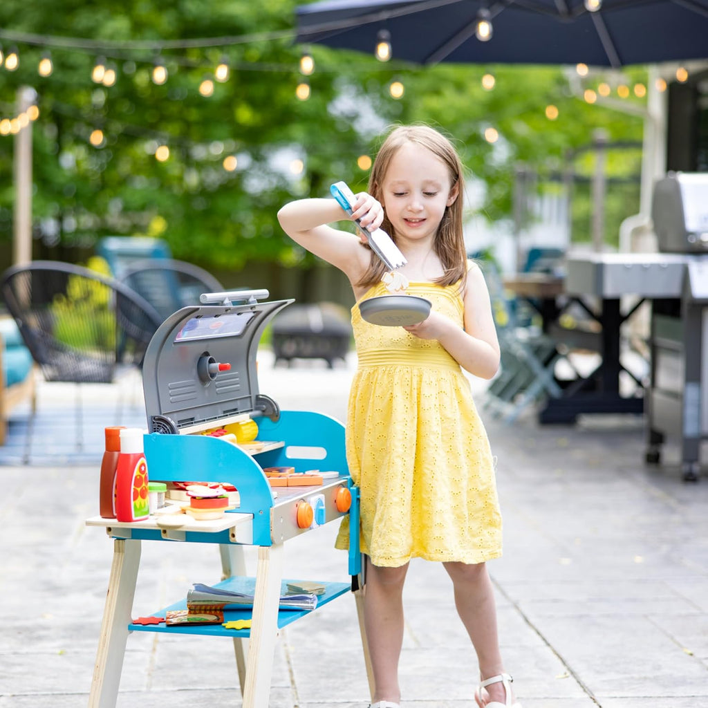 Melissa & Doug Deluxe Wooden Barbecue Grill & Smoker con Toy Food