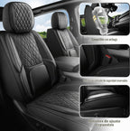 Funda de asiento de automóvil ajuste personalizado para Dodge Ram 1500 2500 3500 2002-2026, juego de fundas de asiento de piel sintética compatible con cojines de cabina regular Crew Quad de camioneta (negro, juego completo, parte trasera curvada)