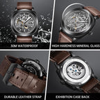BENYAR Reloj Automático Mecánico de Esqueleto para Hombre de Vestir