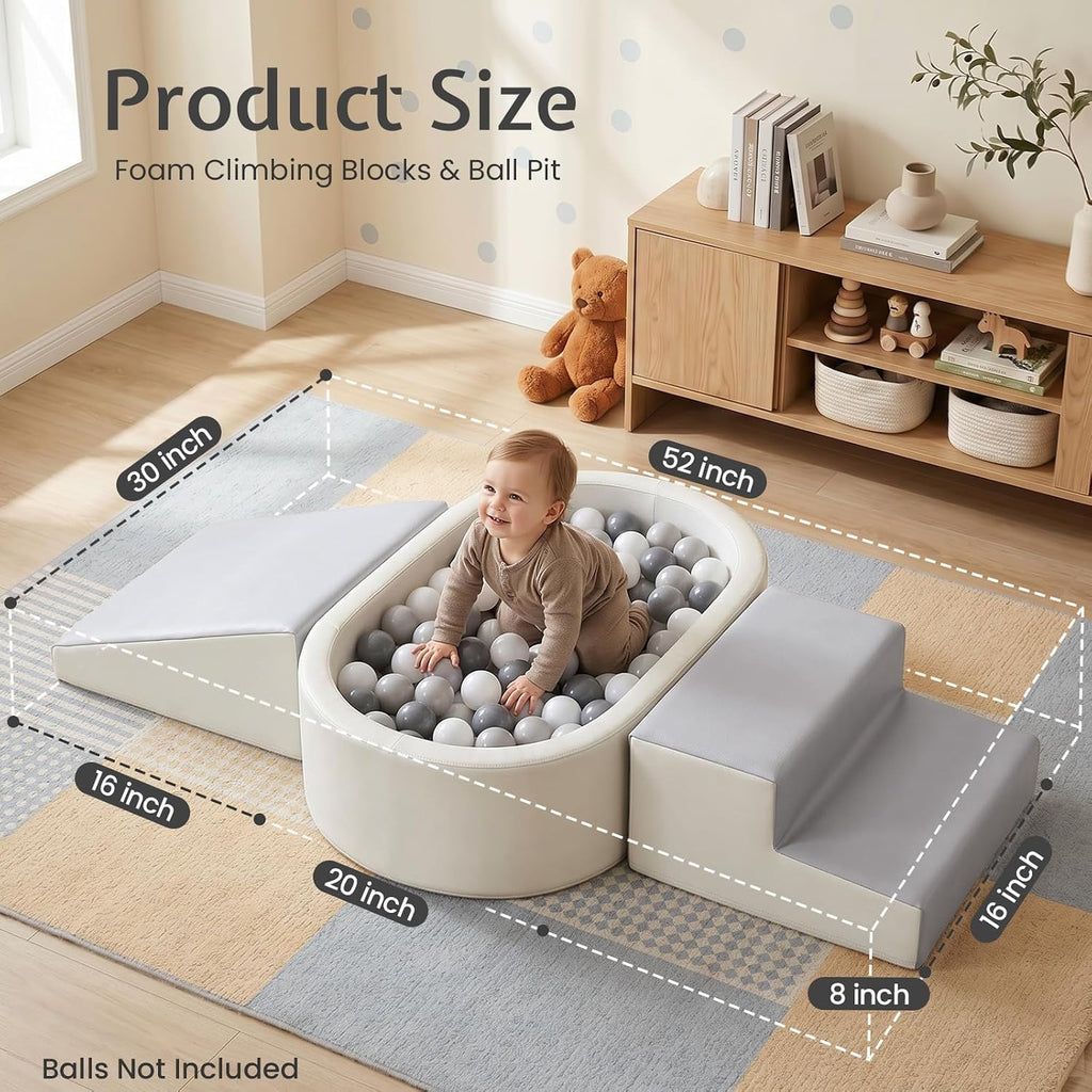 Hoohtoot Bloques de escalada de espuma con pozo de bolas para bebés