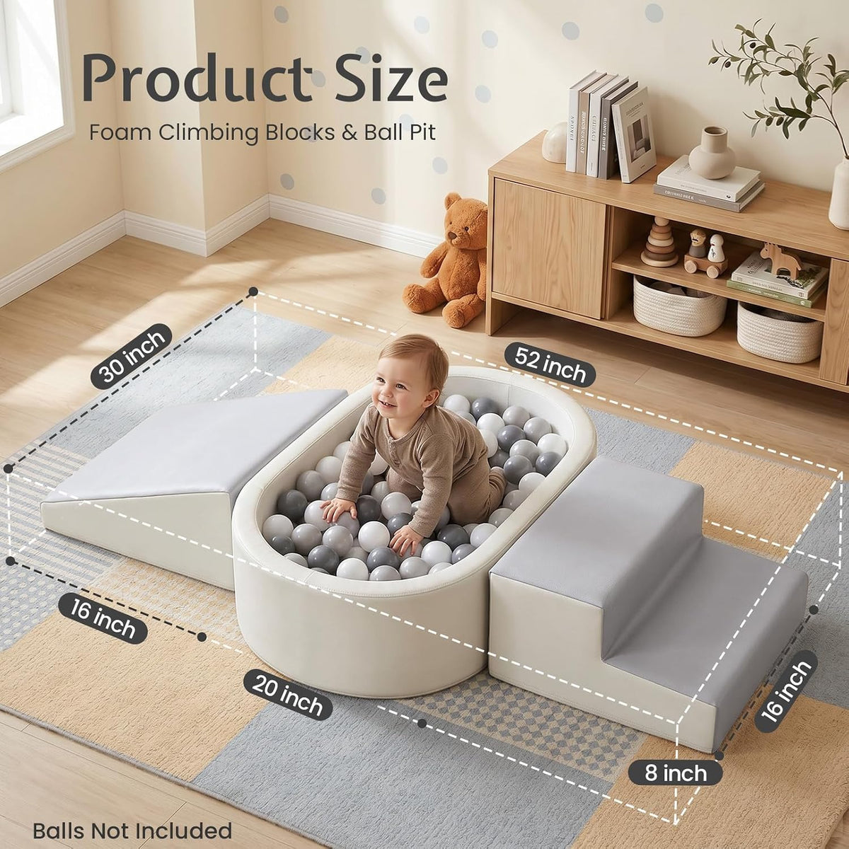 Hoohtoot Bloques de escalada de espuma con pozo de bolas para bebés