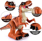 Juguetes de dinosaurio a control remoto para niños de 3-5, 5, 7, 8-12, juguete robot de dinosaurio T-Rex para caminar a control remoto con spray de niebla de agua, luces y sonidos, paquete de 2 baterías recargables, 3, 4, 5, 6, 7, 8 años, regalo de