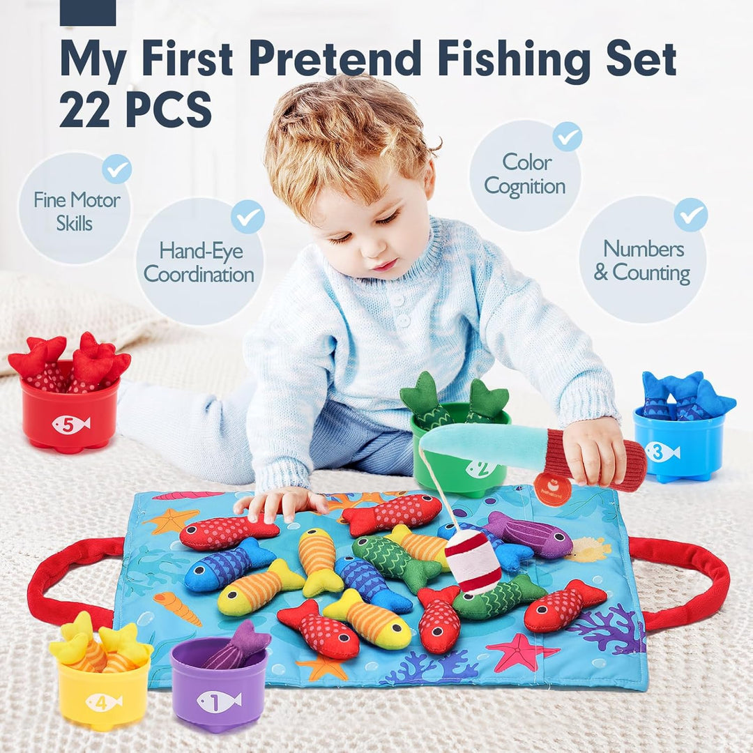 Juguetes para niños pequeños juego de pesca de tela