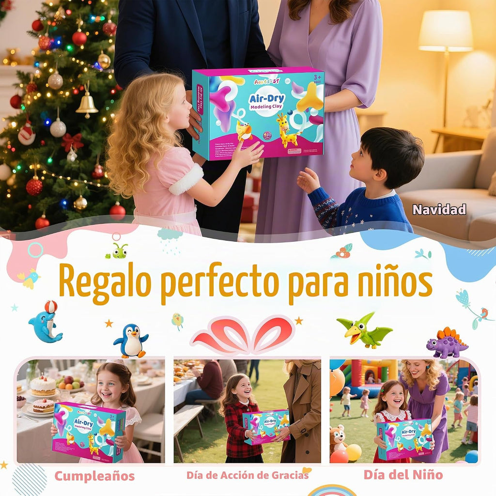 Air Dry Clay 210 Colores, Arcilla de Modelado para Niños, Arcilla Mágica DIY