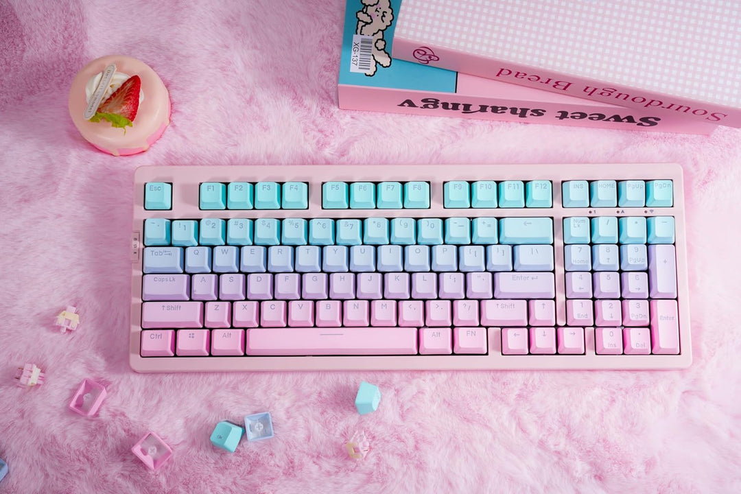 ZORNHER ZH980 Mechanical Keyboard,95% Pink &amp; Blue Creamy Keyboa...