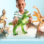 JOYIN Juguetes de dinosaurio grande para niños pequeños, 6 piezas grandes y suaves figuras de dinosaurio con un libro educativo, juguetes realistas jumbo para niños y niñas, regalos de cumpleaños de Pascua para niños de 1, 2, 3, 4, 5 años