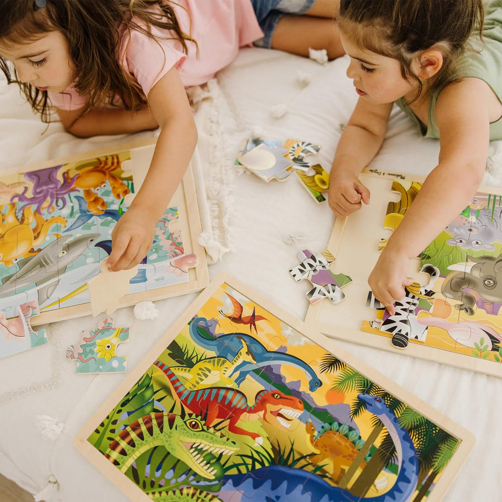 Melissa & Doug Jigsaw Puzzle Bundle (Dinosaur,Safari y Ocean)