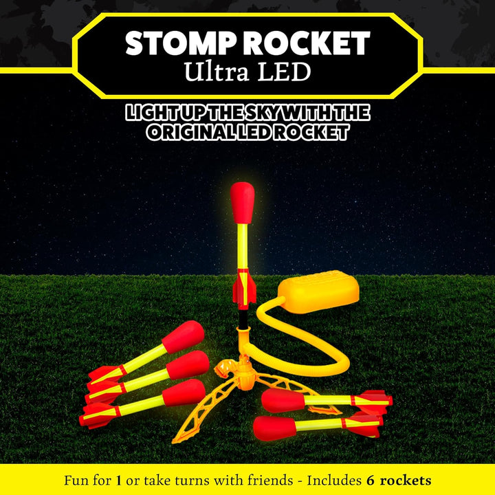 Stomp Rocket Lanzacohetes ultra LED para niños, 6 cohetes con punta...