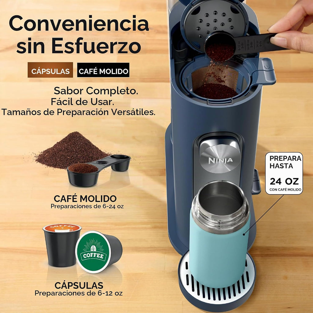 Ninja - Cafetera de una sola porción, máquina combinada, cápsulas K-Cup y
