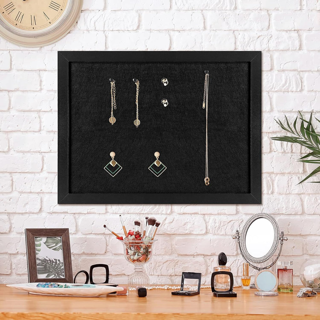 TORASO Tablero de corcho para anuncios, tableros de corcho para paredes con chinchetas, pernos de ojo, juntas, tornillos, tablero de chinchetas para oficina, escuela y hogar (todo negro, 17"x23-1P)