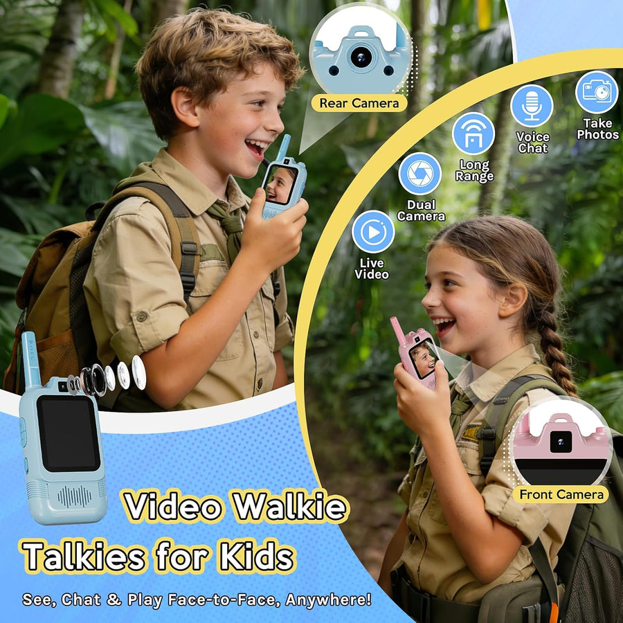 Walkie Talkies de video para niños doble cámara paquete de