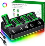 DINOSTRIKE Paquete de 4 baterías de 6200 mWh compatibles con estación de carga del controlador Xbox One/Series S/X. Cable USB C extendido: batería recargable para Xbox