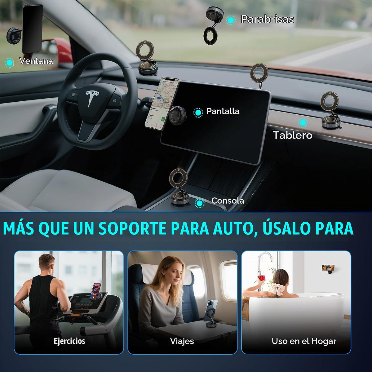 Soporte de trípode para automóvil, soporte magnético para teléfono