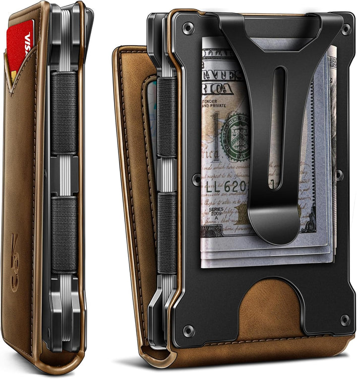 KEMISANT Billetera para hombre - Cartera delgada con clip para dine...