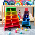 Juguete apilable de madera arco iris, juego de 12 bloques de construcción de madera, juguetes Waldorf para niños pequeños, juguete educativo a juego de aprendizaje