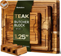 Set de 3 Tablas de Teca para cortar, tablas de carnicería con canal de jugos