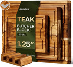 Set de 3 Tablas de Teca para cortar, tablas de carnicería con canal de jugos