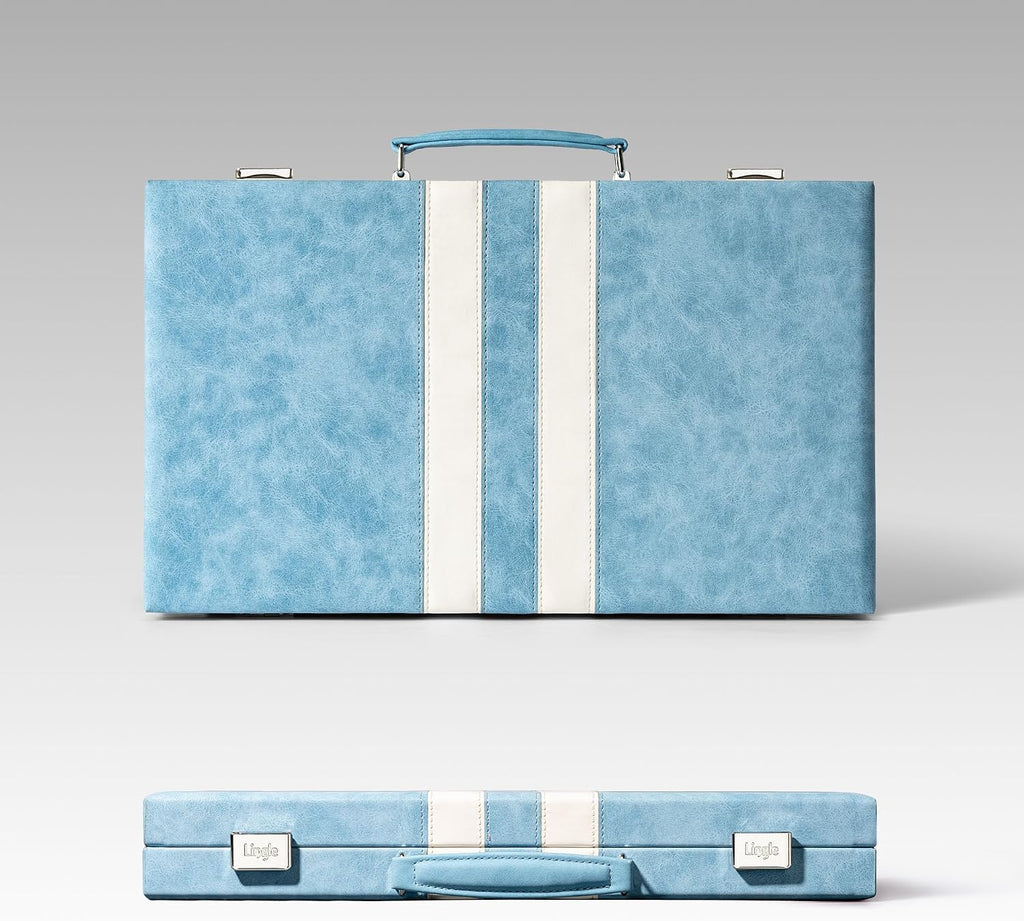 Juegos de backgammon de 15 pulgadas para adultos, tablero clásico de backgammon con dados de damas únicos, exterior de piel sintética e interior de terciopelo, juego de viaje portátil de