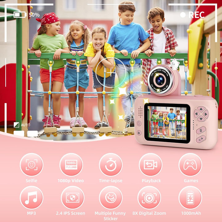 Makolle Cámara de selfie infantil de video digital HD, regalo de cu...
