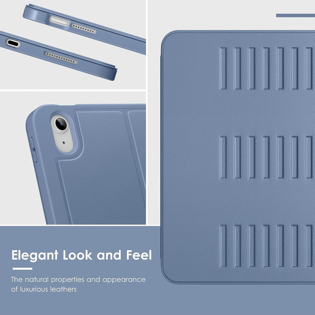 Funda para iPad (A16) de 11 pulgadas 2025 y iPad de 10ª/11ª generación de 10.9 pulgadas 2022, funda magnética con múltiples ángulos, parte trasera a prueba de golpes, soporte para lápiz y apagado y encendido automático, azul niebla