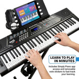 RockJam - Piano de teclado de 61 teclas con kit de curva de tono, b...