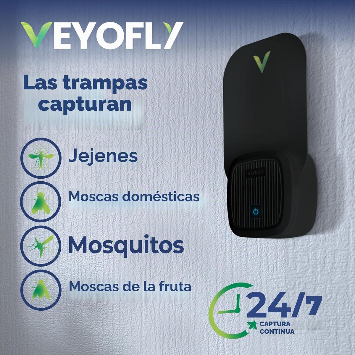 VEYOFLY Trampas para moscas de la fruta de interior con enchufe UV, trampa para mosquitos de la fruta, 2 dispositivos + 6 recambios