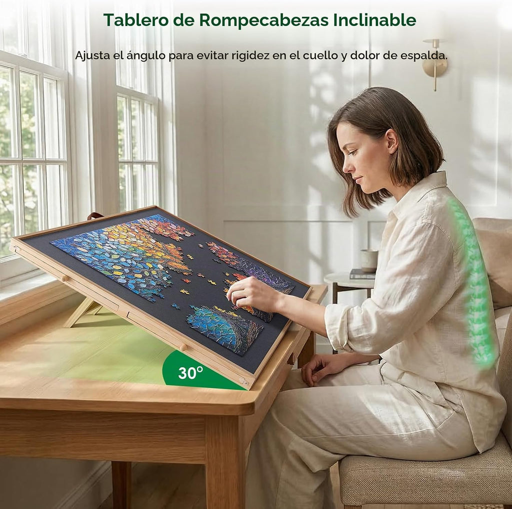 TEAKMAMA Tablero de rompecabezas de 1500 piezas, mesa de rompecabezas