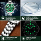 OLEVS Reloj automático para hombre, esfera grande, acero inoxidable, automático