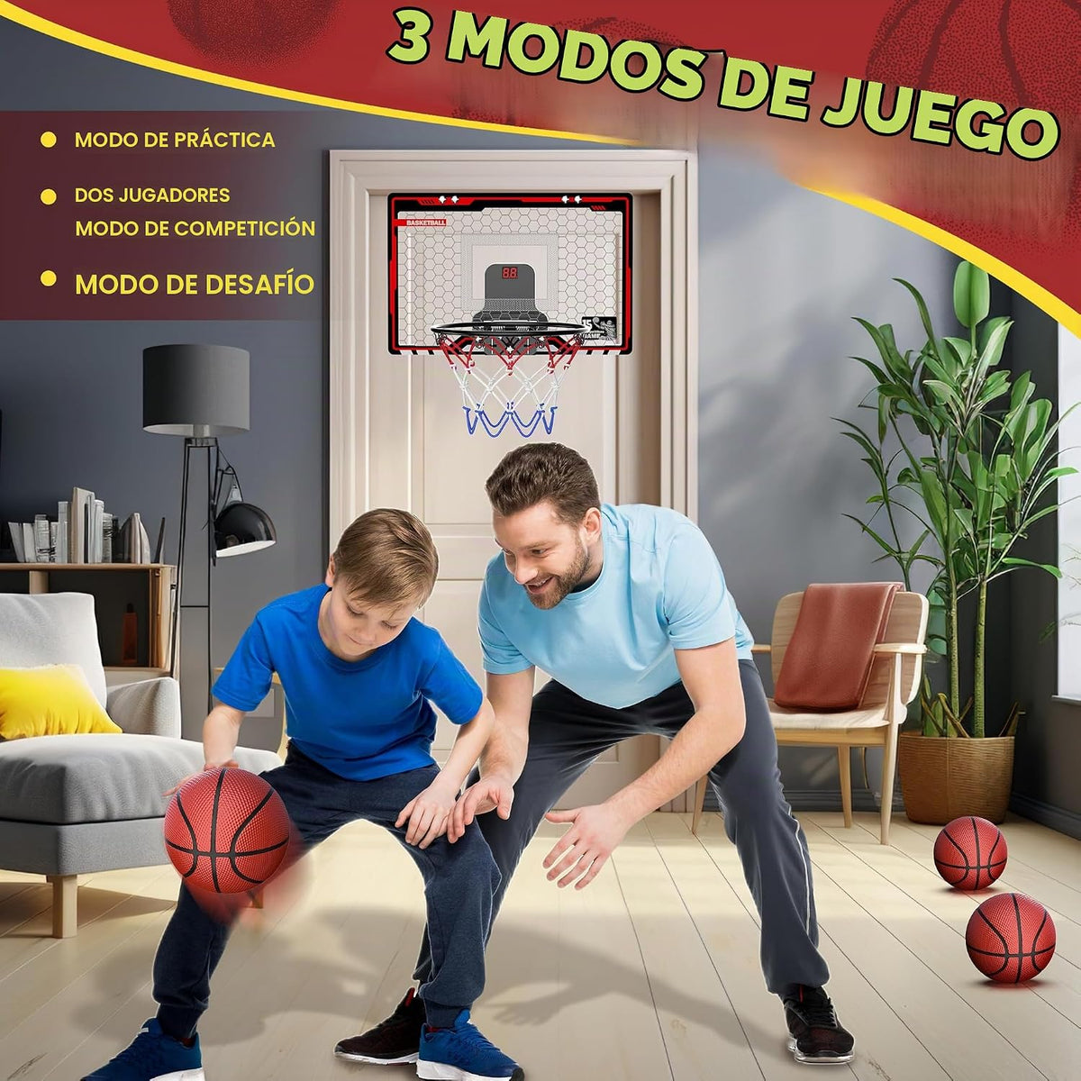 HopeRock Mini Aro de Baloncesto para Interiores para Niños, Aro Pequeño Sobre la Puerta