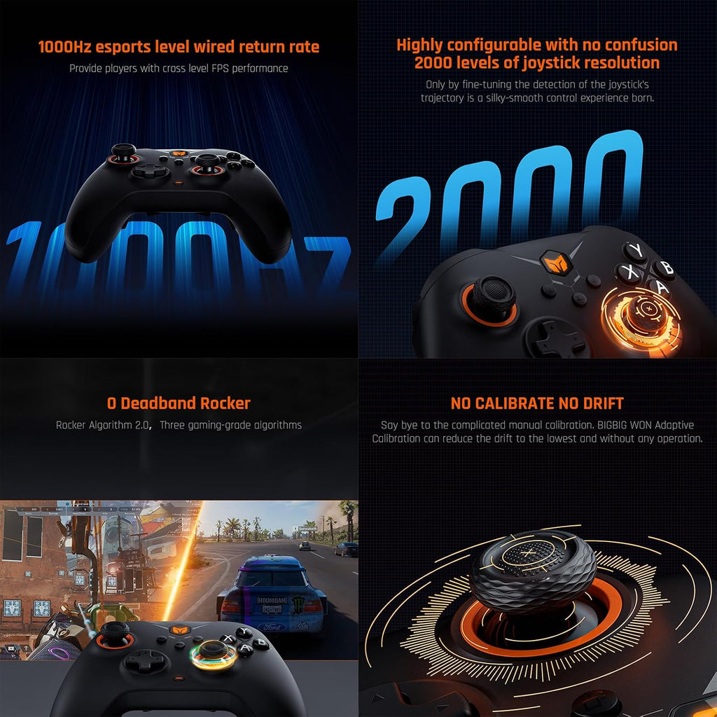 Controlador Inalámbrico Black Shark, BIGBIG Won Gale para PC, Apuntado por Movimiento, Gatillo Hall, 4 Botones Personalizables, Controlador de Juegos Inalámbrico con App para Switch/PC/iOS/Android [windows]