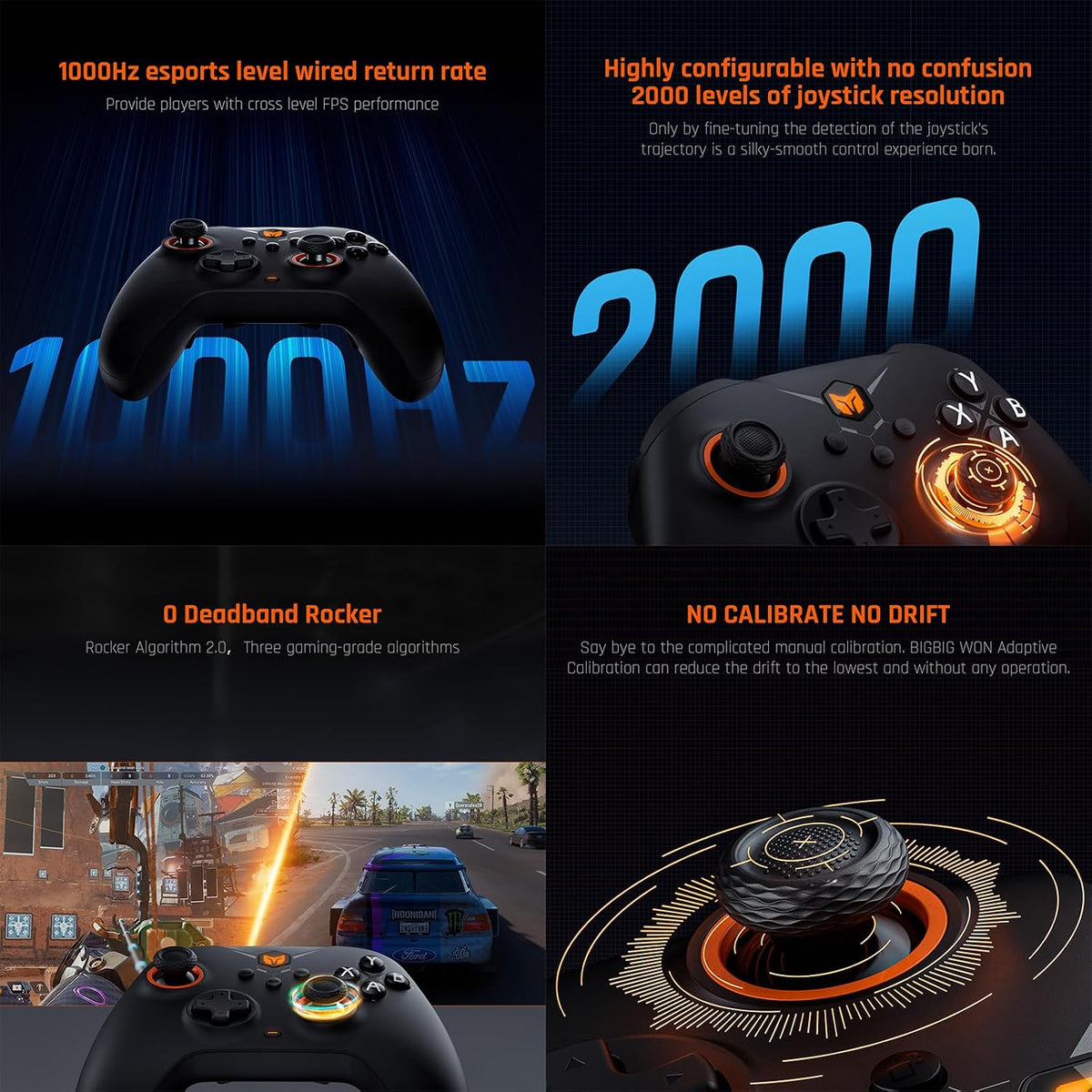 Controlador Inalámbrico Black Shark, BIGBIG Won Gale para PC, Apuntado por Movimiento, Gatillo Hall, 4 Botones Personalizables, Controlador de Juegos Inalámbrico con App para Switch/PC/iOS/Android [windows]