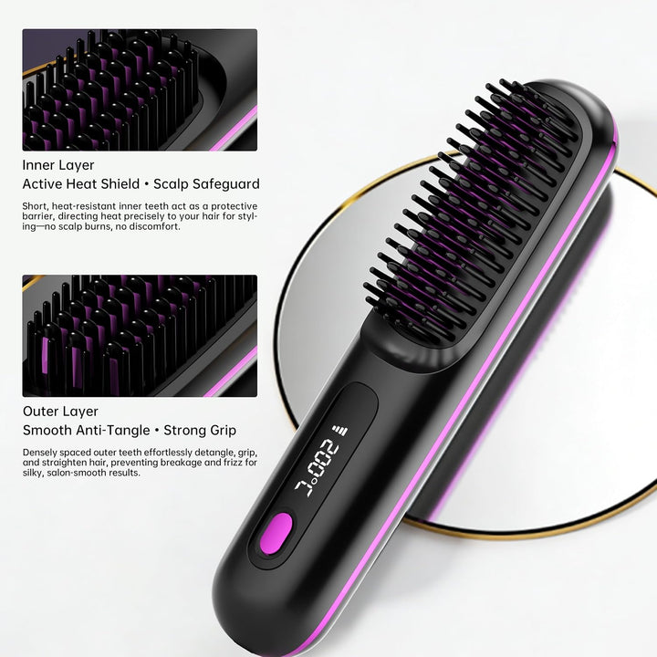 GERY Go Brush Pro 2026 - Cepillo alisador de pelo inalámbrico portá...
