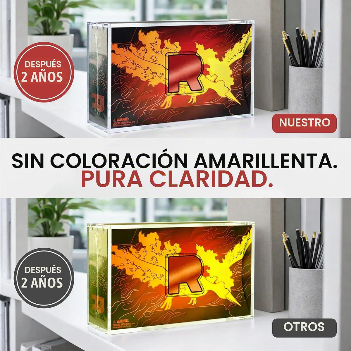 Vitrina acrílica para Team Rocket's Moltres ex Ultra-Premium Collection UPC con tapa magnética de 8 + 0.197 in, acrílico con imanes de 0.197 x 0.118 in, compatible con Moltres UPC (funda