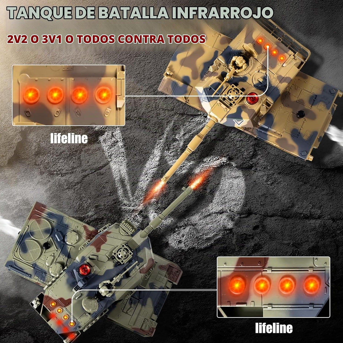 1/24 RC Tank, tanque de control remoto Ger Leopard II modelo ejército con efectos de sonido, luces y humo, juguete modelo militar 2.4G, cumpleaños perfecto para niños de 8 años en adelante