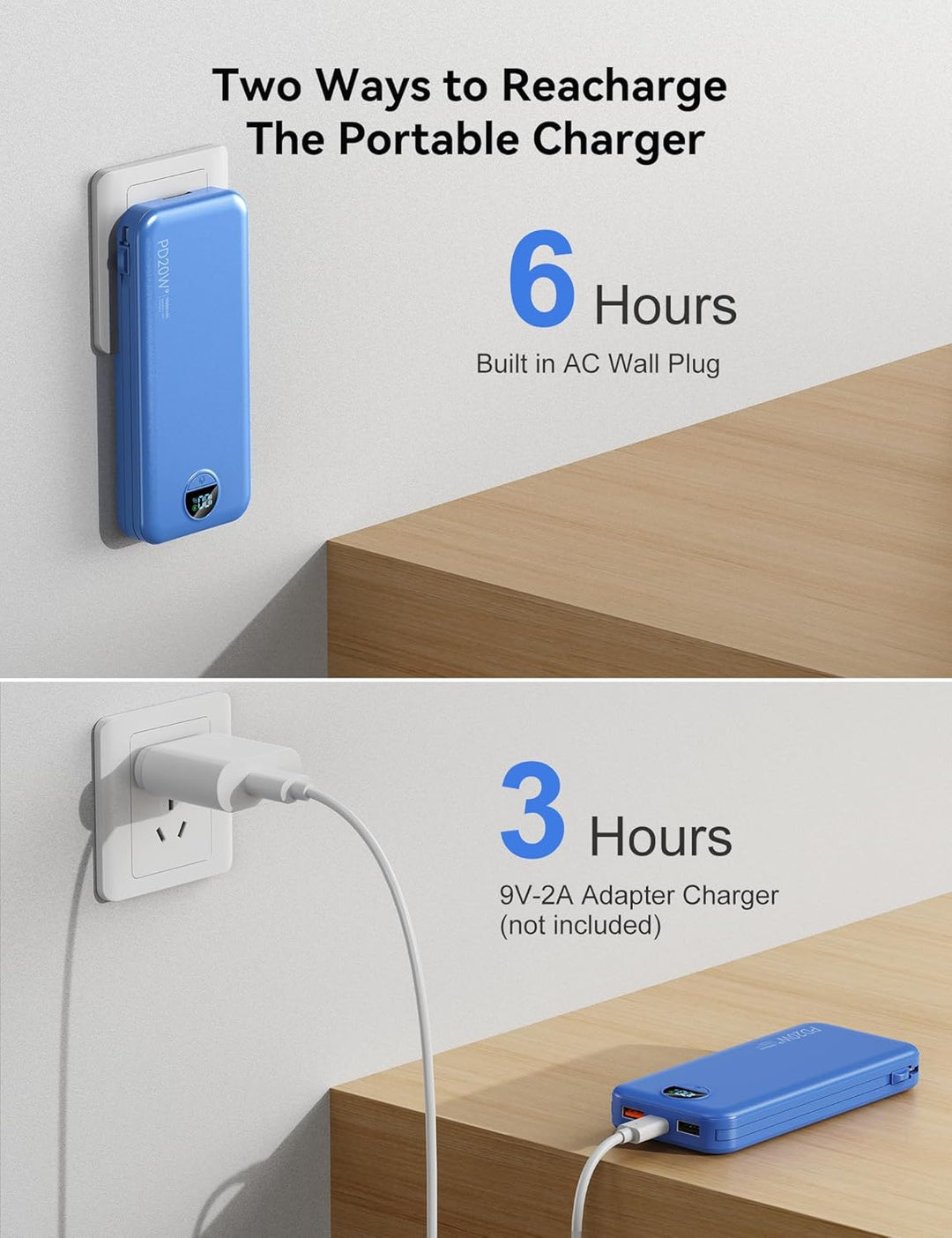 Banco de energía aonidi de 12000mAh ultraportátil con cables incorp...