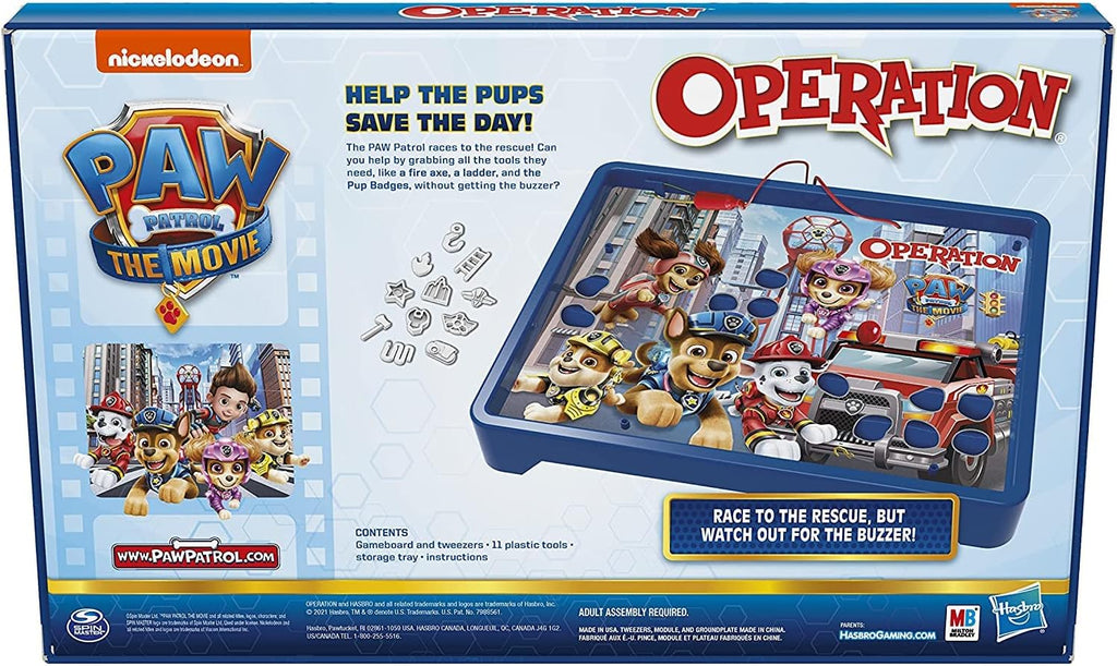 Operation Game: Paw Patrol The Movie Edition Juego de mesa para niños de 6 años en adelante, juego de Paw Patrol de Nickelodeon para 1 o más jugadores