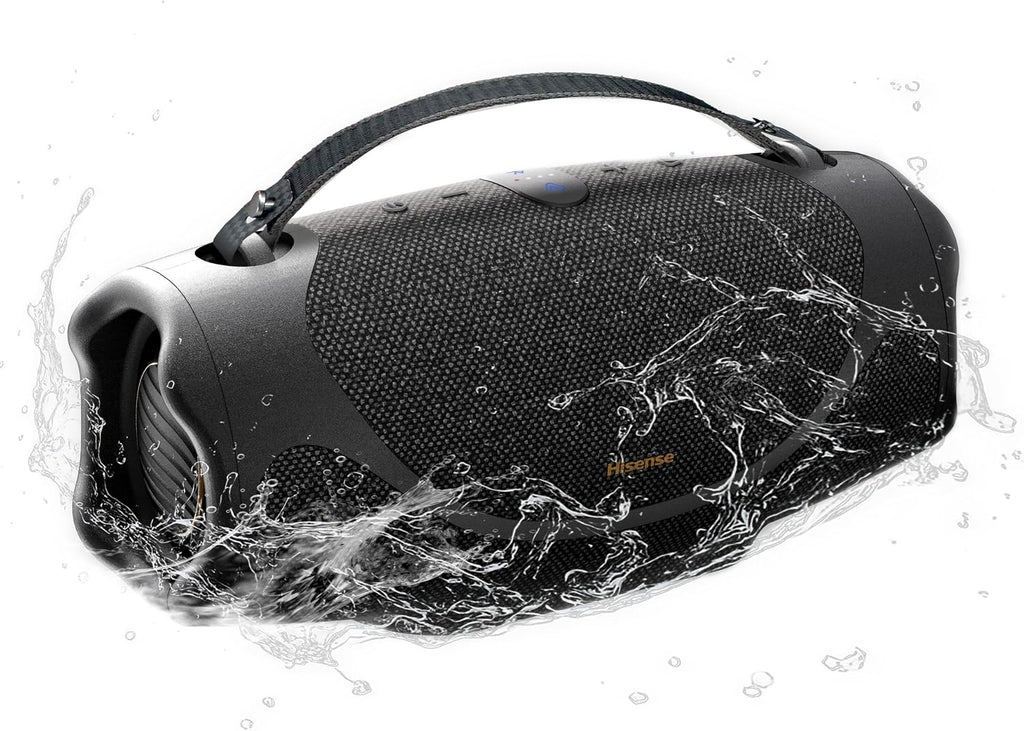 Hisense FlexBoom - Altavoz Bluetooth portátil, IP67 impermeable, a prueba de polvo y golpes, hasta 80 W de gran sonido, Bluetooth 6.0, Auracast, TWS y viene con una correa de mango desmontable
