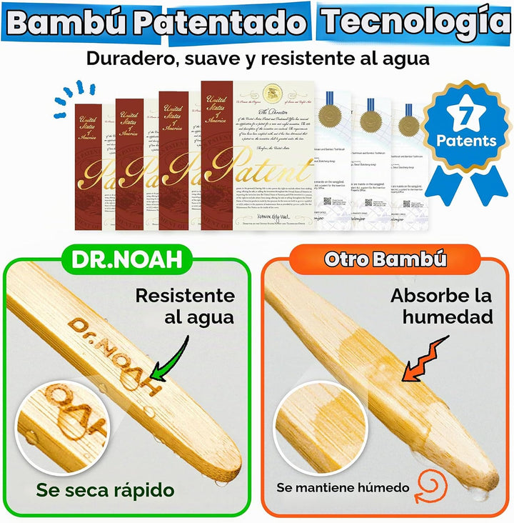 Dr. Noah - Cepillo de dientes de bambú sin microplásticos | Diseñad...