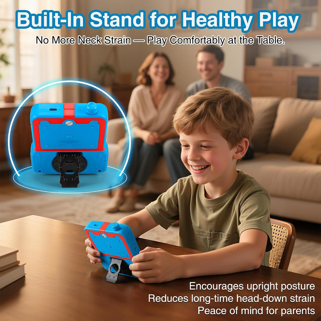 Consola de videojuegos portátil para niños, 220 juegos clásicos retro integrados, reproductor de mano Plug & Play con pantalla IPS de 3.5 pulgadas, juguete de viaje recargable, regalo de cumpleaños para niños y niñas, azul