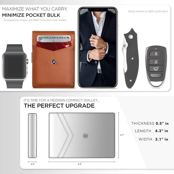 Suavell Billeteras delgadas para hombres. Cartera plegable minimali...