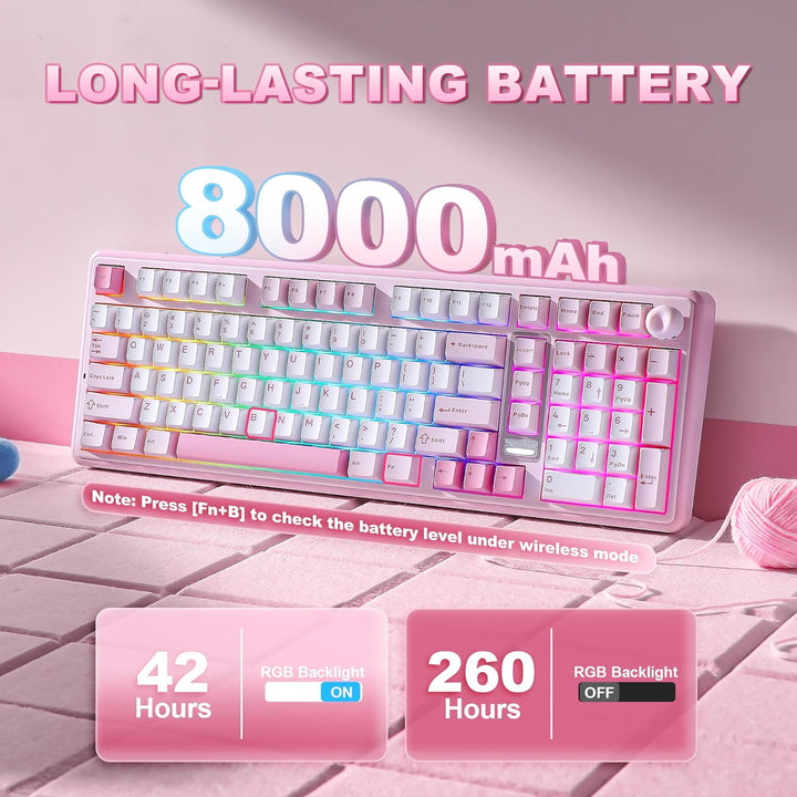 YUNZII B98 PRO QMK\/VIA Wireless Mechanical Gaming Keyboard, 96% La...