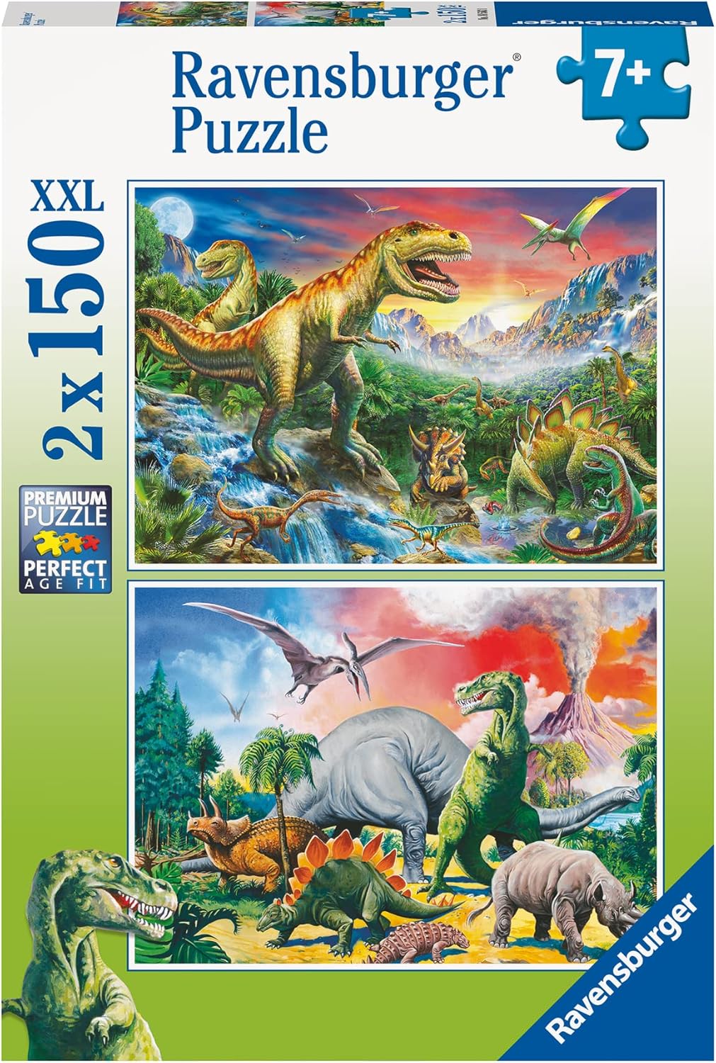 Ravensburger - Dinosaurios - Paquete de 2 rompecabezas de 150 piezas - Piezas XXL para un montaje más fácil - Imágenes espaciales impresionantes y atrevidas - Calidad premium - Regalo ideal