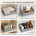 Organizadores de Closet Grandes y Cestas de Almacenamiento - Pack de 6 Cestas Trapezoidales para Estantes, Cestas de Tela Plegables con Asas Ideal para Closet, Cesta, Armario y Almacenamiento en Estantería, Gris