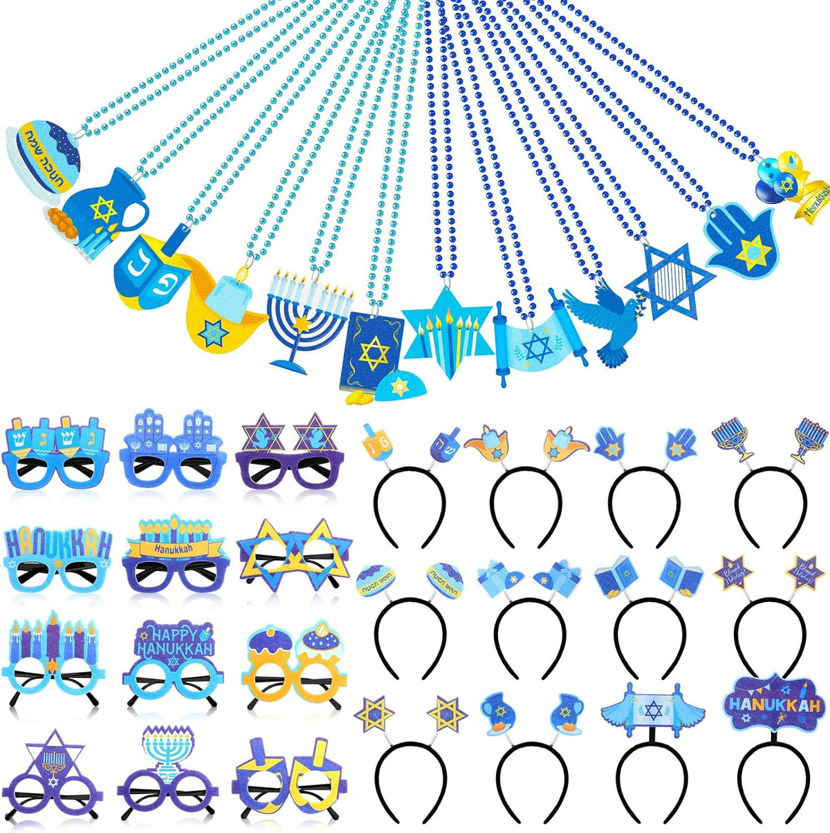 36 piezas de Hanukkah Party Favor Janucá Gafas Diadema Collar